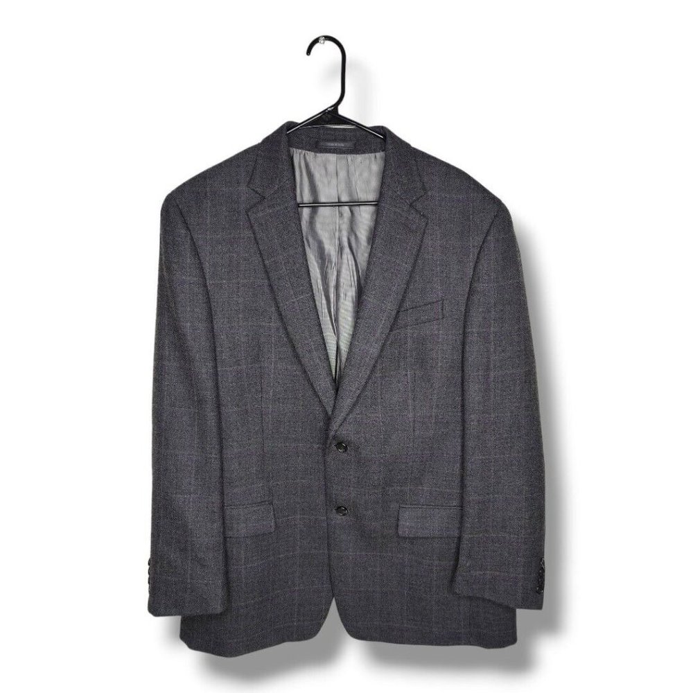 MICHAEL KORS Grey Windowpane Plaid Sport Coat Suit Blazer 44L 100% Wool